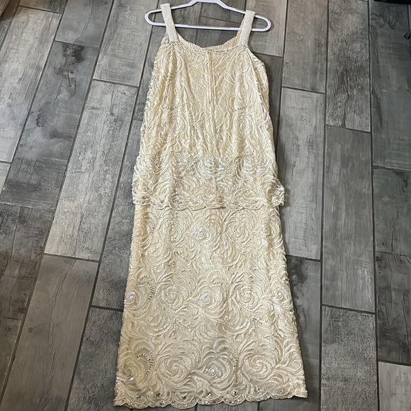 Vintage Judith Ann drop waist beaded roaring 20s event dress gown large - Picture 7 of 10